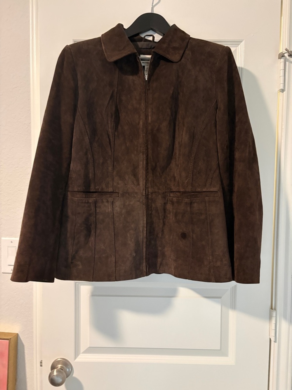 St. John's Bay Dark Brown Suede Zip-Front Jacket